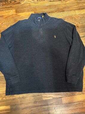 Polo by Ralph Lauren Charcoal Quarter-Zip Pullover with Gold Pony